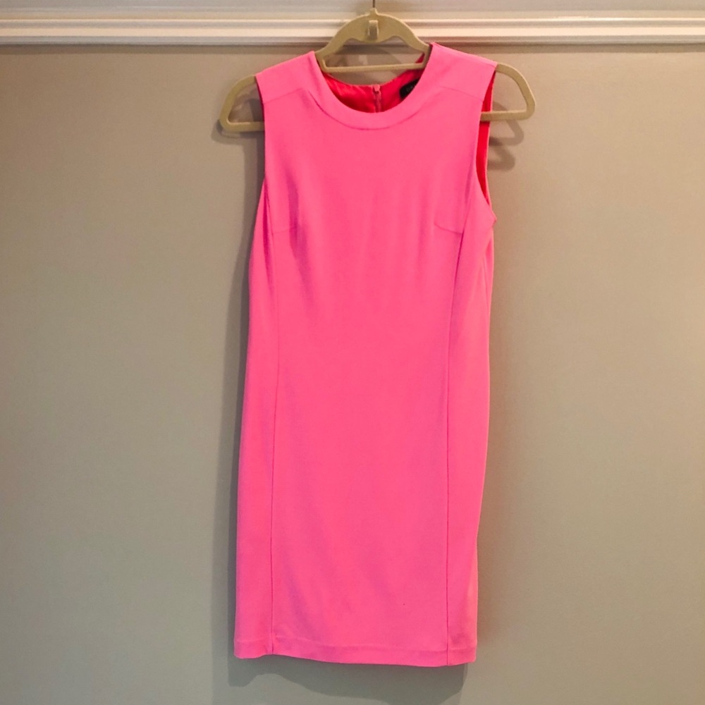 DREW hot bubble gum pink mini jersey dress